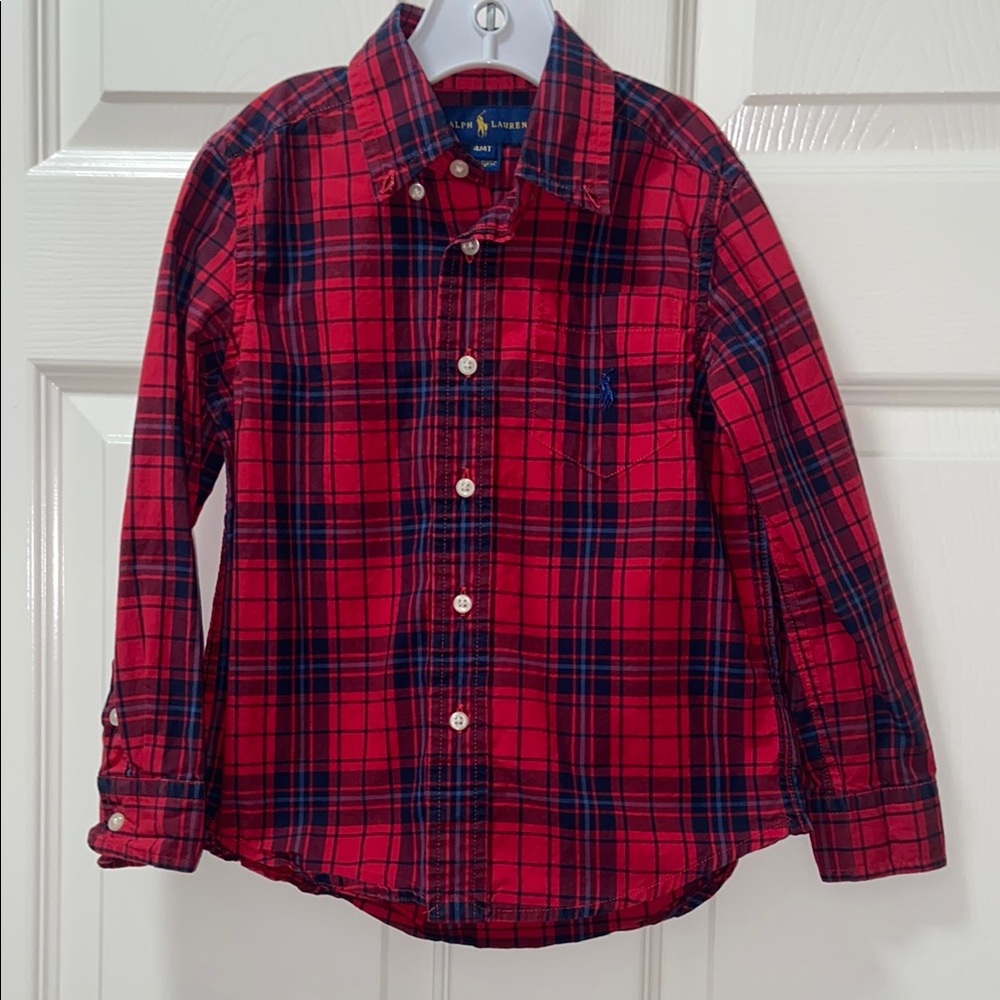 Ralph Lauren Red and Blue Plaid Button Down Shirt